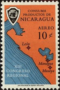 Stamp, Regional map, Nicaragua,  , Maps