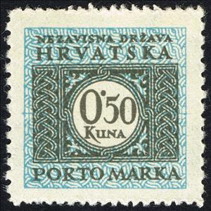 Stamp, Number in ornament, Croatia,  