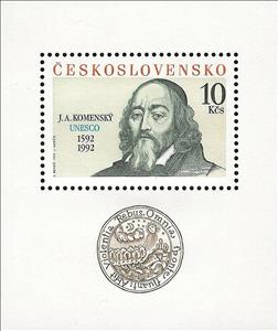 Souvenir Sheet, Jan Ámos Komenský (Comenius), Educator, Czechoslovakia,  , Education, Educationalists, Teachers
