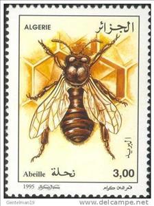 Stamp, Honey Bee (Apis mellifera), Algeria,  , Insects, Bees, Animals (Fauna)