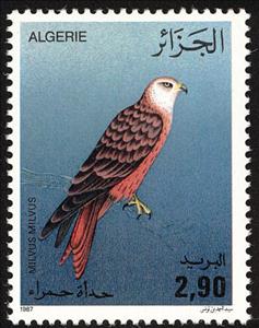 Stamp, Red Kite (Milvus milvus), Algeria,  , Birds, Birds of Prey, Animals (Fauna)