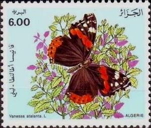 Stamp, Red Admiral (Vanessa atalanta), Algeria,  , Butterflies