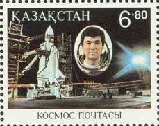 Space Shuttle Buran on Baikonur launch pad and Toktar Aubaki