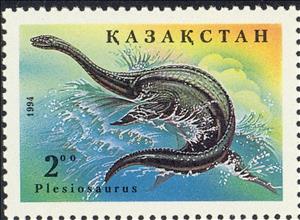 Stamp, Plesiosaurus, Kazakhstan,  , Prehistorical Animals, Dinosaurs