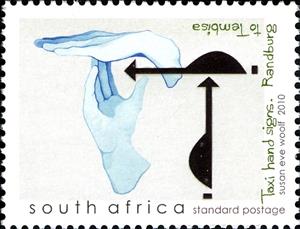 Stamp, Signs to order a taxi, South Africa,  