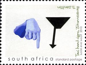 Stamp, Signs to order a taxi, South Africa,  , Hands