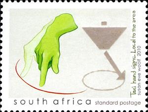 Stamp, Signs to order a taxi, South Africa,  , Hands