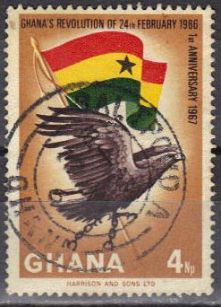 Stamp, Eagle and flag, Ghana,  