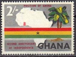 Map of Africa, national flag and palm trees