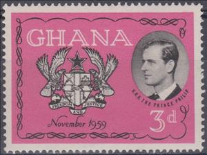 Stamp, Prince Philip of England & Coat of Arms Ghana, Ghana,  , Royalty, Heraldic Animals, Princes, Coats of Arms