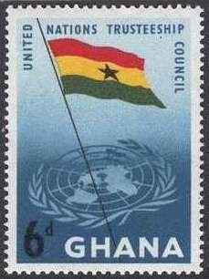 Ghana flag and UN emblem