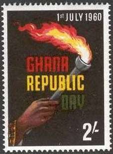 Stamp, Hand holding torch, Ghana,  