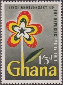 Stamp, Symbolic flower and star, Ghana,  