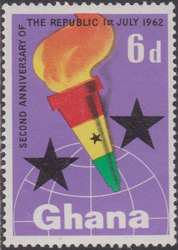 Torch in flag colors and globe