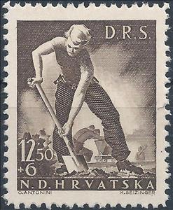 Stamp, Activities of Members or State Labour Service, Croatia,  