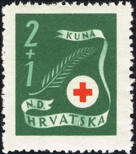 Stamp, Twig and Red Cross Sign, Croatia,  
