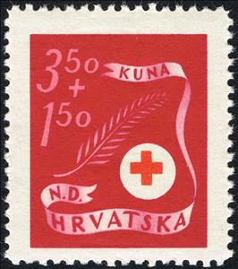 Stamp, Twig and Red Cross Sign, Croatia,  