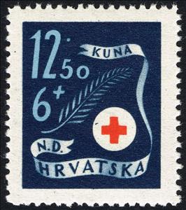 Stamp, Twig and Red Cross Sign, Croatia,  