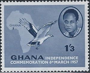 Stamp, Kwame Nkrumah (1909-1972), Primeminister, Vulture, Map, Ghana,  , Heads of State, Maps, Birds, Birds of Prey, Animals (Fauna)