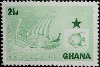 Stamp, Viking ship, Deep Sea Fish, Ghana,  , Ships, Viking Era, Sailing Ships