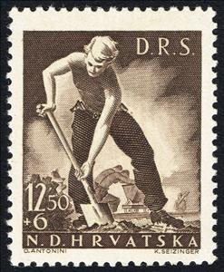 Stamp, Activities of Members or State Labour Service, Croatia,  