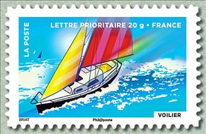 Stamp, Sailboat, France,  