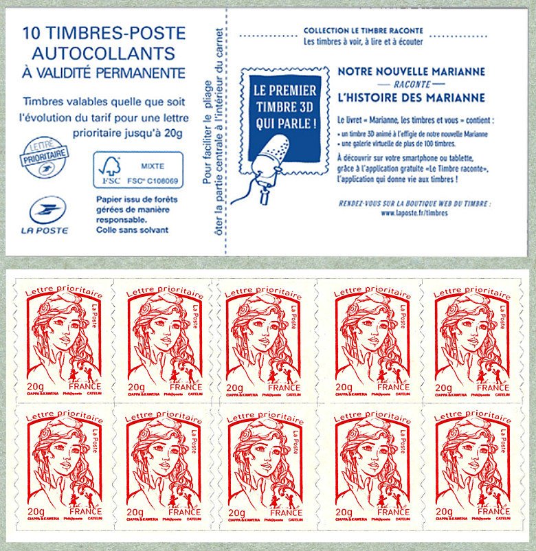 Booklet 10 stamps priority letter 20gr