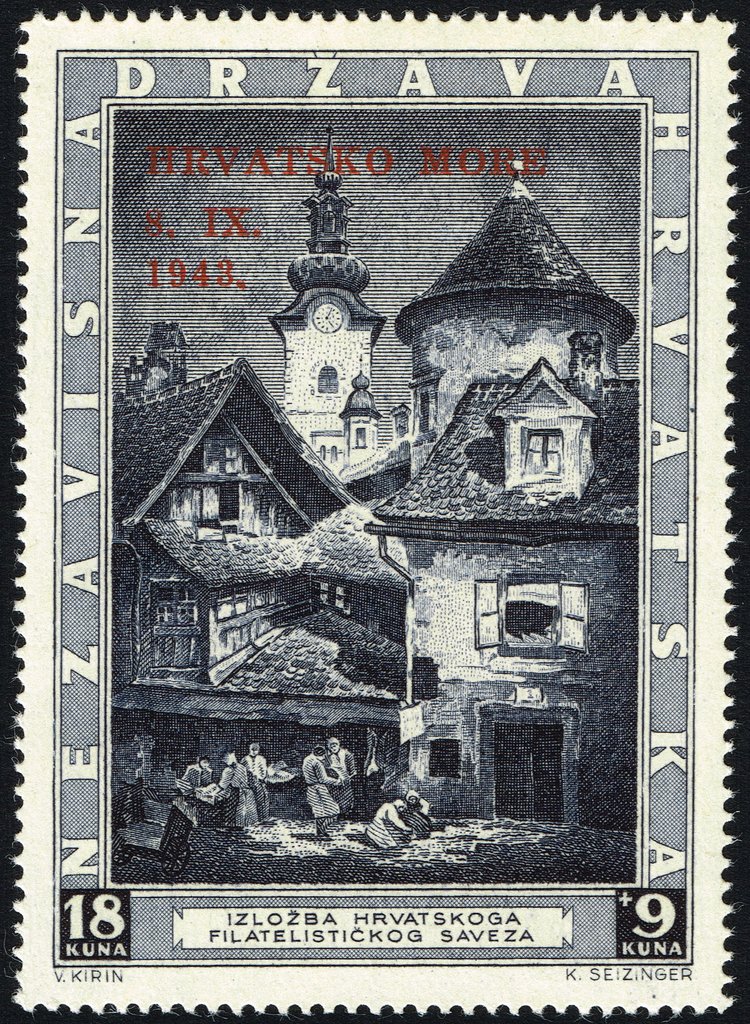 Overprint HRVATSKO MORE on "Stari Dolac"