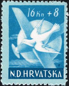 Stamp, Pidgeon and Airplane, Croatia,  