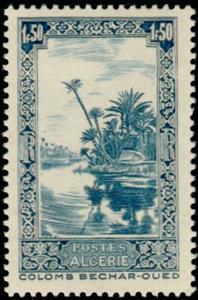Stamp, Colomb-Bechar - Oued, Algeria,  , Landscapes, Palm-trees