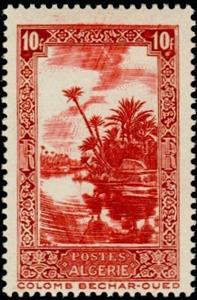 Stamp, Definitive issue, Algeria,  , Landscapes, Palm-trees, Rivers