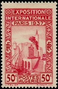 Stamp, Pavillon agérien de l'exposition-Pavilion agérien exposure, Algeria,  , Exhibition Buildings, World Exhibitions