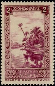 Stamp, Colomb-Bechar - Oued, Algeria,  , Landscapes, Palm-trees