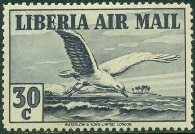 Stamp, European Herring Gull (Larus argentatus), Liberia,  