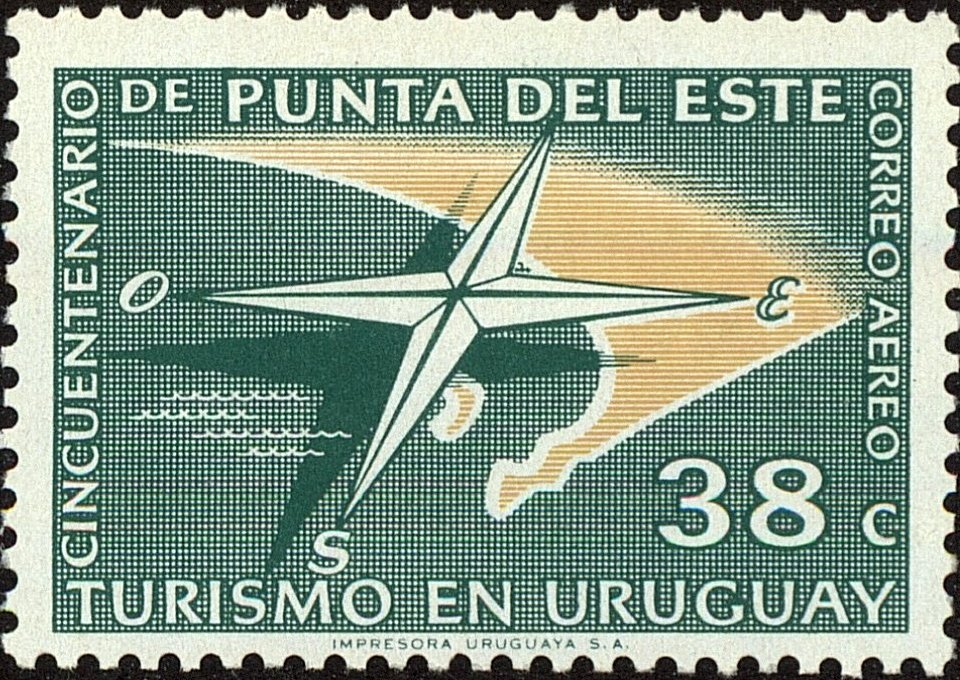 Compass and map of Punta del Este