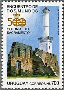 Stamp, Puerto de Colonia Lighthouse, Uruguay,  , Lighthouses