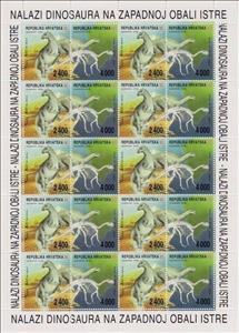 Mini Sheet, Iguanodon, Landscape and Map of Istria, Croatia,  , Prehistorical Animals