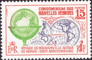 Stamp, Globe, Maps with Route, Vanuatu,  , Navigators
