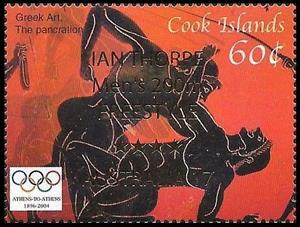 Stamp, Gold Medaillist Athens 2004, Cook Islands,  , Olympic Games