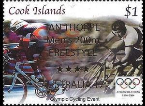 Stamp, Gold Medaillist Athens 2004, Cook Islands,  , Olympic Games