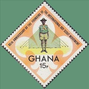 Stamp, Scout in front of Tent, Ghana,  