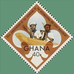 Stamp, Sea Scouts in Canoe, Ghana,  