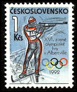 Stamp, Biathlon - XVI. Winter Olympics Albertville, Czechoslovakia,  , Sport, Olympic Games, Winter Sports, Biathlon