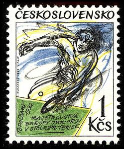 Stamp, Junior European Table Tennis Championship, Czechoslovakia,  , Sport, Table Tennis