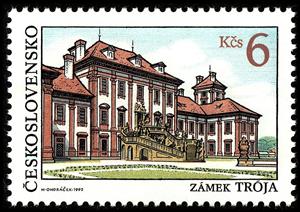 Stamp, Troja castle, Prague, Czechoslovakia,  , Architecture, Castles, Baroque, Buildings