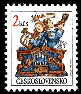 Stamp, Christmas 1992, Czechoslovakia,  , Music, Musical Instruments, Christmas
