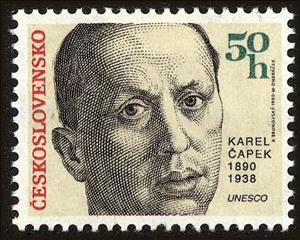 Stamp, Karel Čapek, Czech writer, Czechoslovakia,  , Literary People (Poets and Writers)