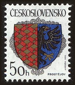 Stamp, Coat of arms - Prostějov, Czechoslovakia,  , Eagles, Coats of Arms