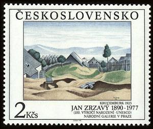 Stamp, Krucemburk by Jan Zrzavy (1890-1977), Czechoslovakia,  , Paintings, Art, Illustrators