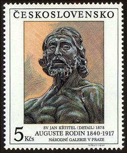 Stamp, St. John the Baptist by Auguste Rodin (1840-1917), Czechoslovakia,  , Sculptures, Saints, Art